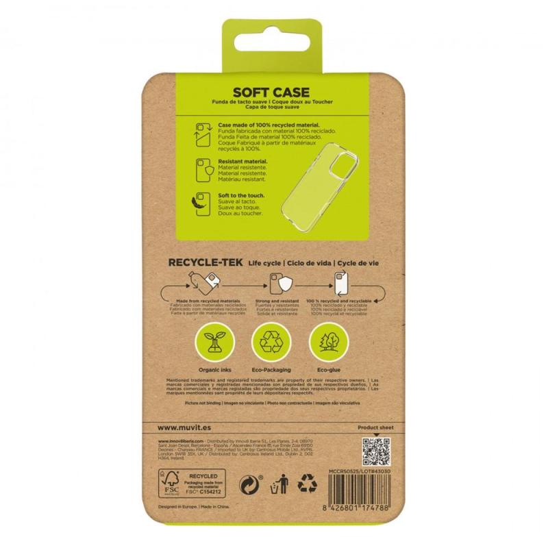 Funda muvit recycletek para apple iphone 16 pro transparente