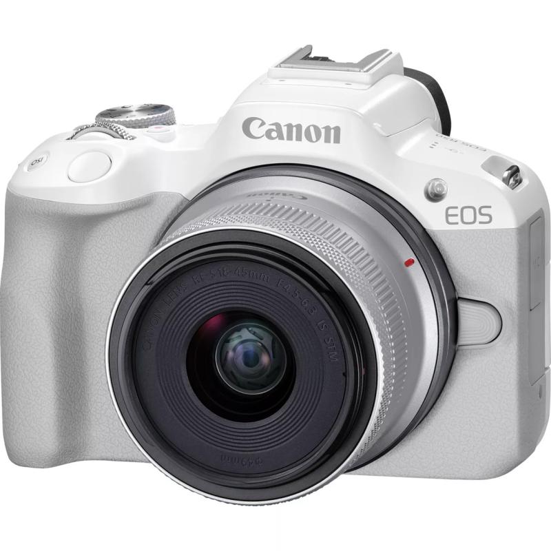 Camara reflex canon eos r50 black + rf - s 18 - 45 f4.5 - 6.3 is stm 24.2mpx blanco