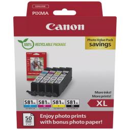 Multipack tinta canon cli - 581xl bk - c - m - y + papel fotografico