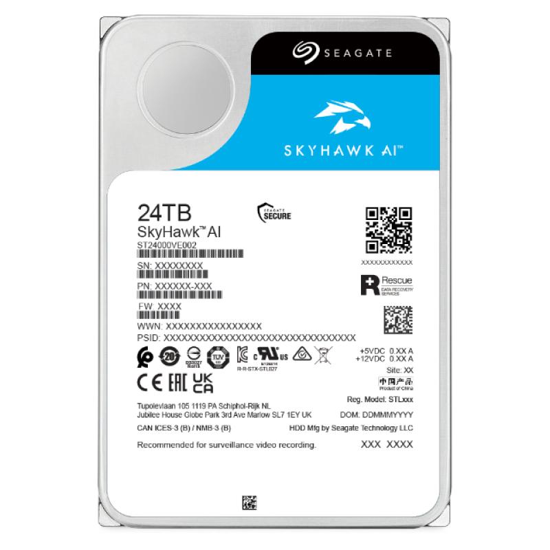 Disco duro interno hdd seagate skyhawk ai st24000ve002 24tb 3.5 pulgadas 7200rpm - 256mb - sata3