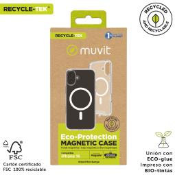 Funda muvit recycletek magsafe para apple iphone 16 transparente