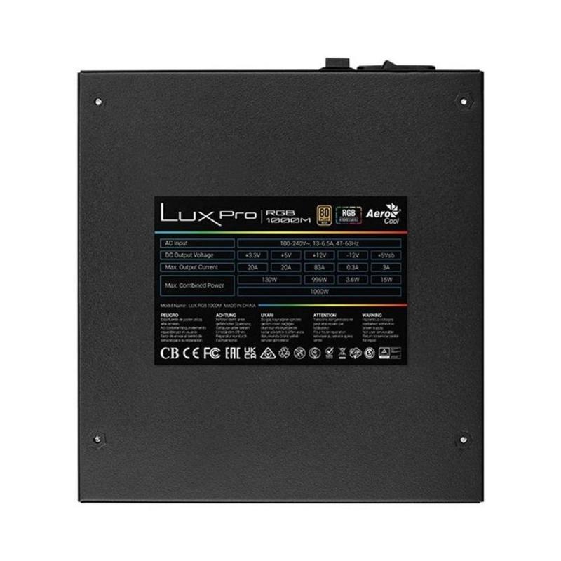 Fuente alimentacion aerocool lux pro rgb gaming atx 1000w