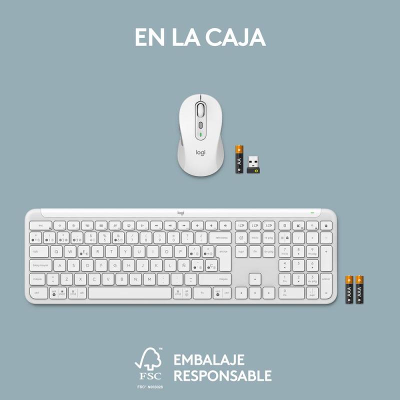 Teclado + raton logitech mk950 inalambrico blanco