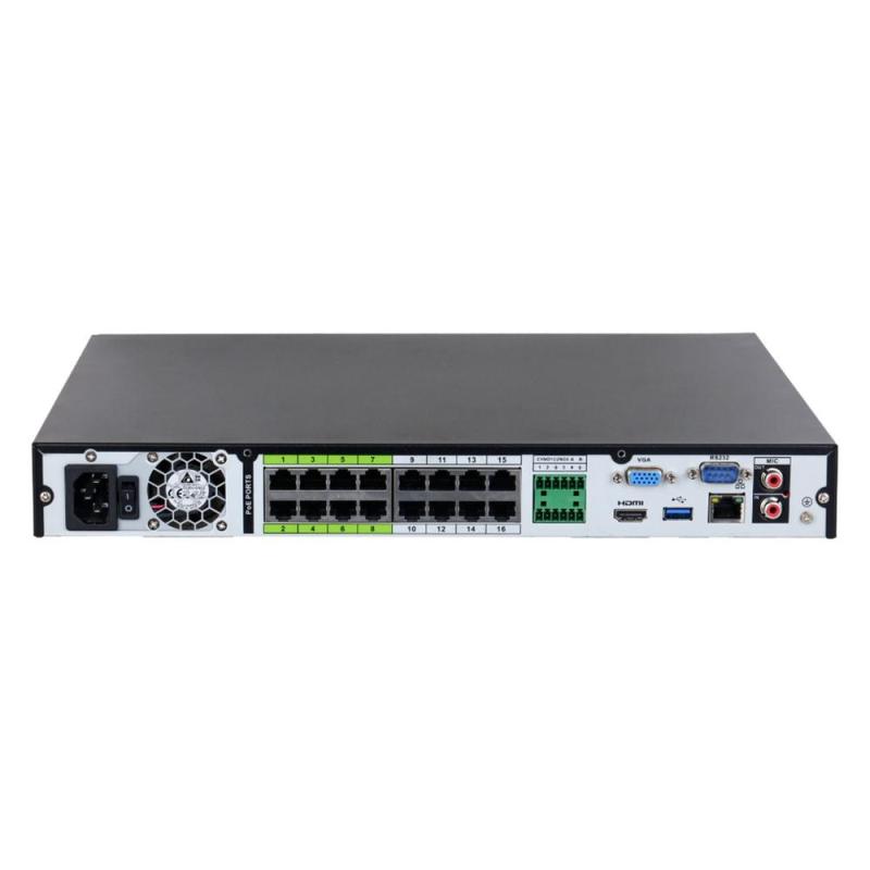 Grabador dahua vigilancia nvr 16ch 384mbps h265 hdmi 16poe 2hdd e - s ai