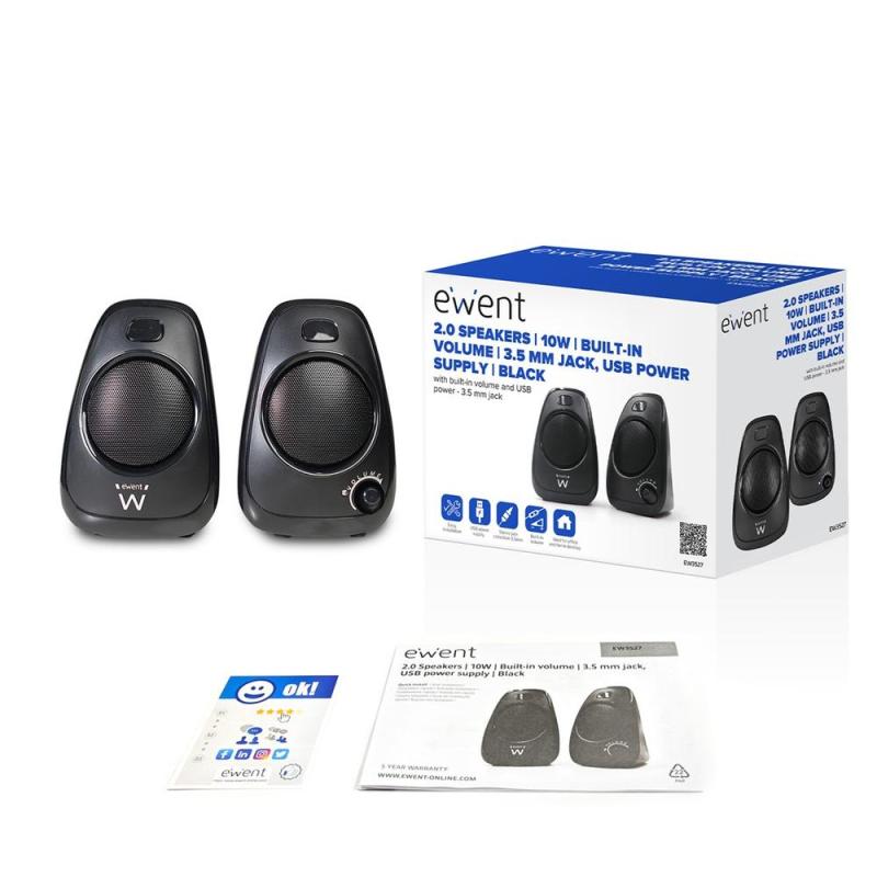 Altavoces ewent 2.0 ew3527 negro