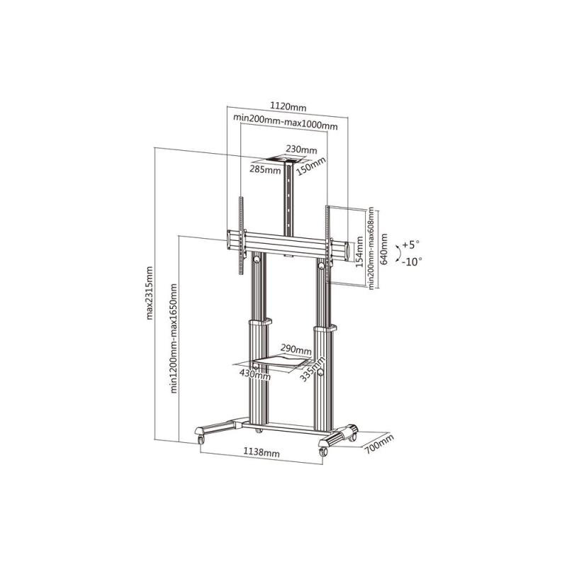 Soporte suelo con ruedas tv equip vesa hasta 100 pulgadas 1000x600mm max 100kg