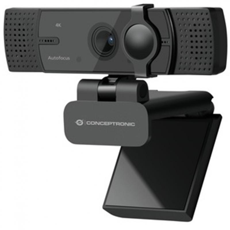 Webcam 4k conceptronic amdis08b 15.9mp -  4k ultra hd - usb - 2.26mm - angulo vision 120º - enfoque automatico - doble microfono