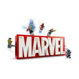 Lego marvel logotipo y figuras