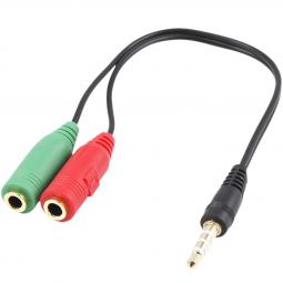 Cable adaptador de audio ewent jack 3.5mm macho a jack 3.5mm hembra x2 negro 0.15m - Imagen 1