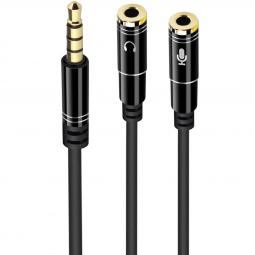 Cable adaptador de audio ewent jack 3.5mm macho a jack 3.5mm hembra x2 negro 0.30m - Imagen 1