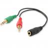 Cable adaptador de audio ewent jack 3.5mm hembra a jack 3.5mm macho x2 negro 0.15m - Imagen 1