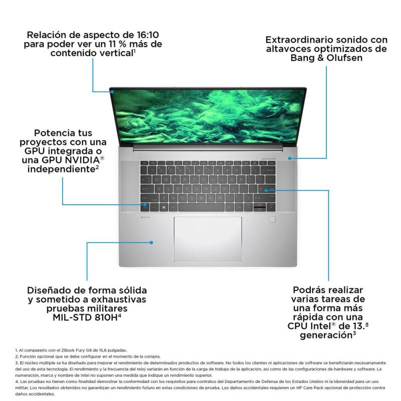 Portatil hp zbook studio g10 mobile workstation i7 - 13800h 32gb ssd 1tb 16 pulgadas
