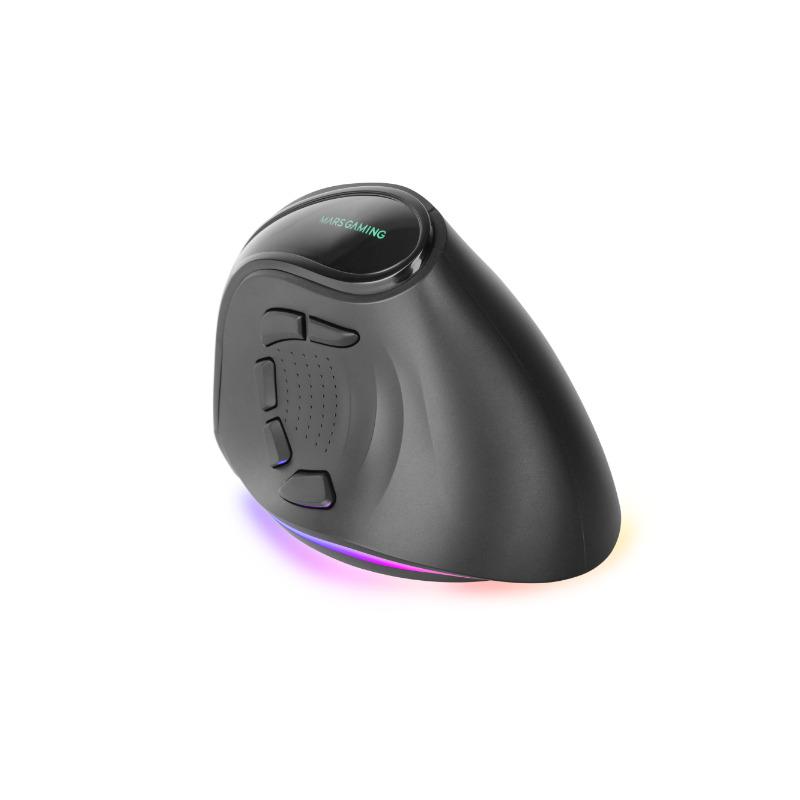 Mouse raton mars gaming ergonomico vertical.rgb inalambrico tri - mode negro