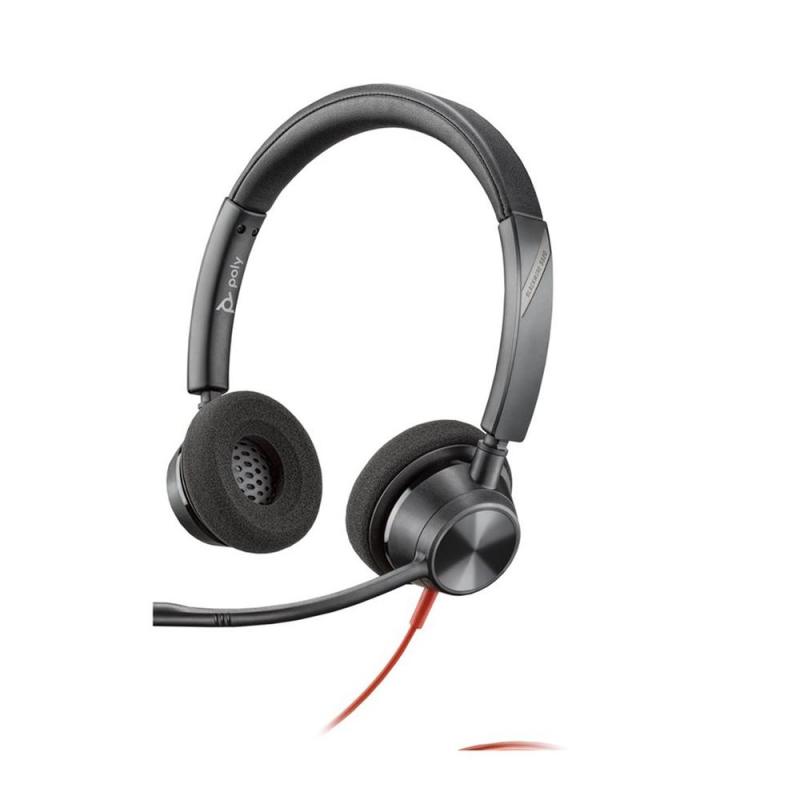 Auriculares poly estéreo blackwire 3325 con certificación microsoft teams usb - c + conector de 35 mm + adaptador usb - c - a
