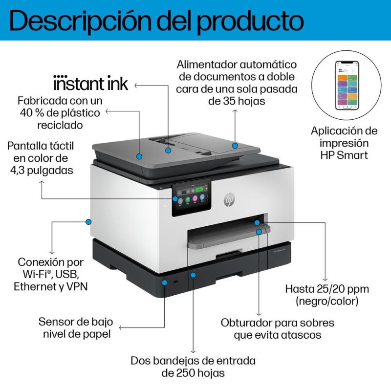 Multifuncion inyeccion hp officejet pro 9135e color duplex