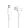 Cable usb tipo c a usb tipo c - lightning hyper 1.5m - macho - macho - blanco