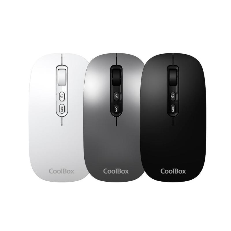 Mouse raton coolbox ia w02 gris 1600 dpi inalambrico rf+bt