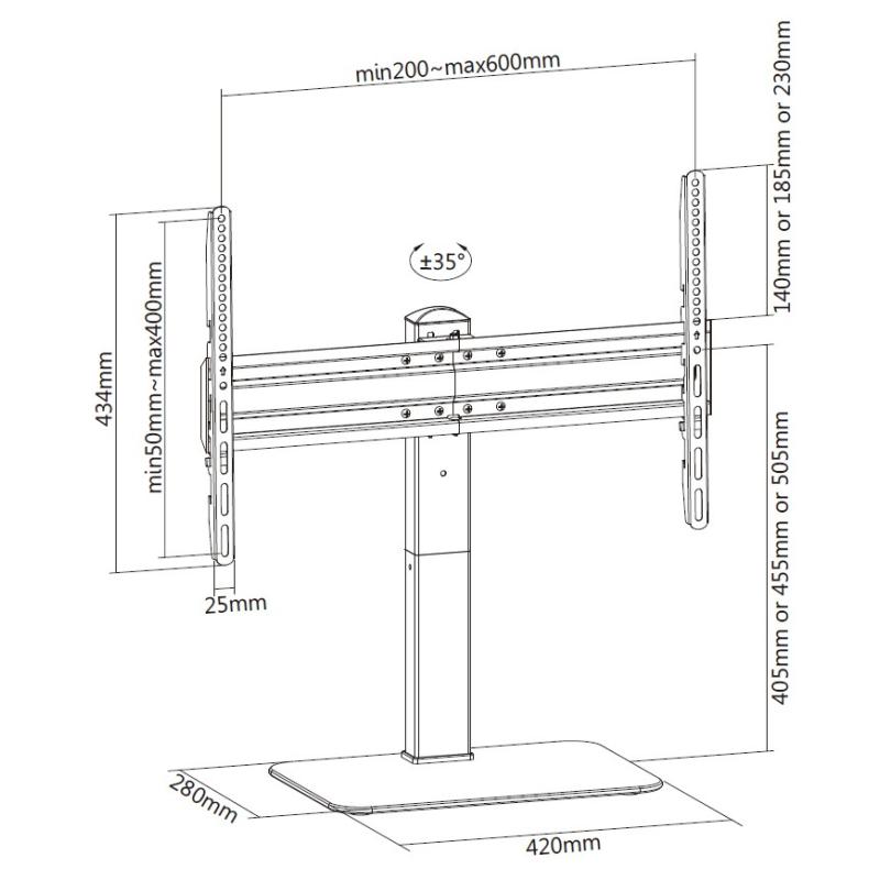 Soporte de mesa con base equip vesa hasta 70 pulgadas 600x400mm max 40kgs
