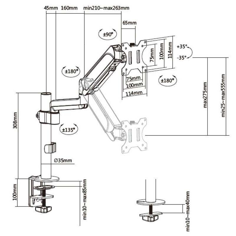 Soporte de mesa equip vesa hasta 32 pulgadas 100x100mm max 9kg