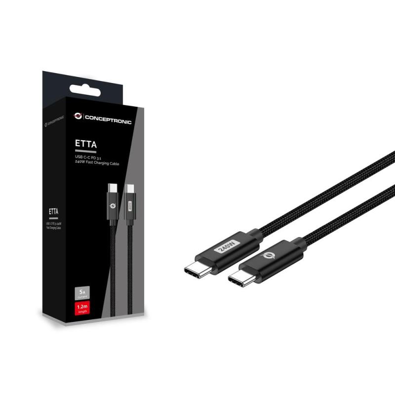 Cable usb - c conceptronic macho - macho 2m pd 3.1 240w 48v 5a 480mbps e - mark