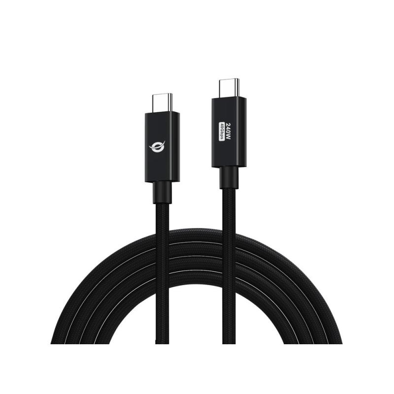 Cable usb - c conceptronic macho - macho 2m usb 4.0 gen 3 240w 48v 5a 40gbps e - mark