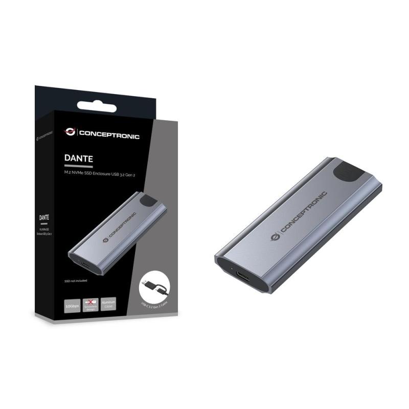 Caja externa usb - c conceptronic dante hd m.2 nvme ssd usb - c 3.2 gen2 - usb - a