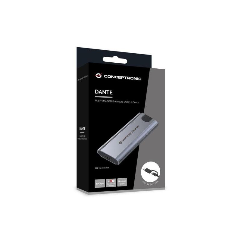 Caja externa usb - c conceptronic dante hd m.2 nvme ssd usb - c 3.2 gen2 - usb - a