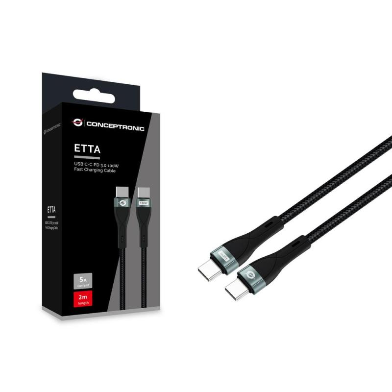 Cable usb - c conceptronic macho - macho 2m pd 3.0 100w 20v 5a 480mbps e - mark