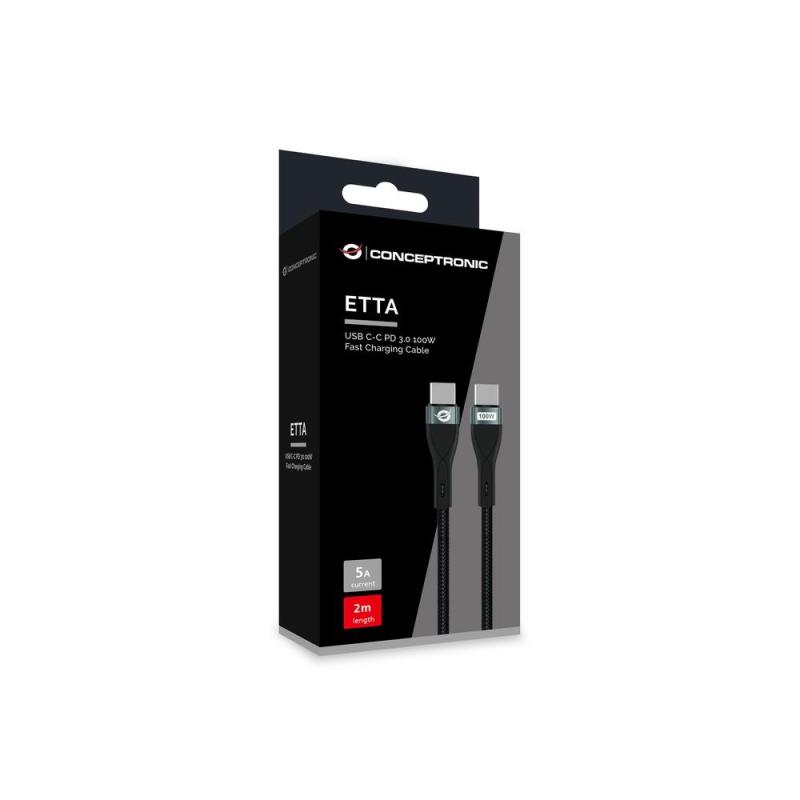 Cable usb - c conceptronic macho - macho 2m pd 3.0 100w 20v 5a 480mbps e - mark