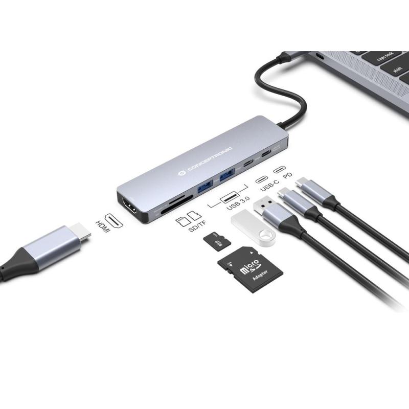 Docking station conceptronic donn28g usb tipo c 7 en 1