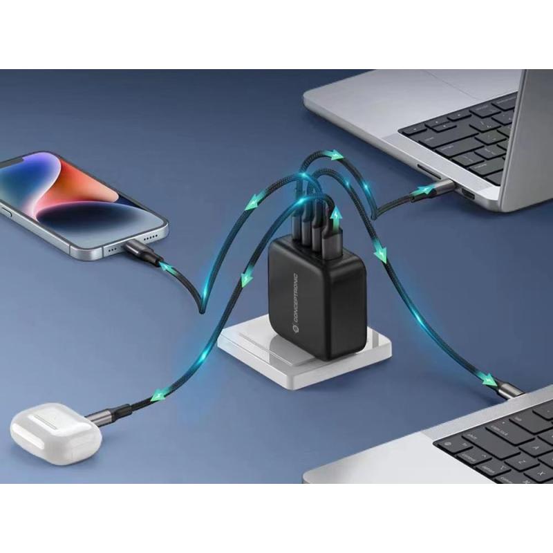 Cargador de pared conceptronic althea18b 100w 3x usb tipo c 1x usb tipo a
