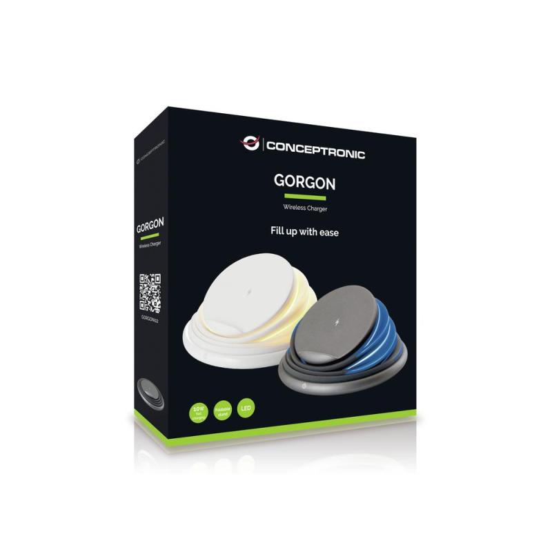 Cargador inalambrico conceptronic gorgon02w qi 10w blanco