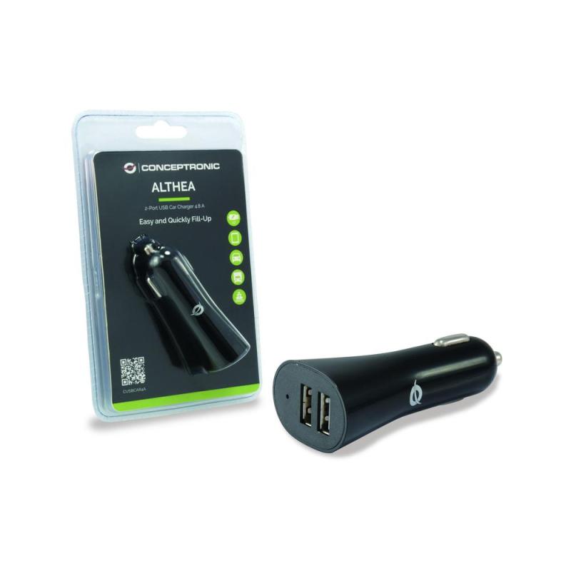 Cargador de coche conceptronic cusbcar4a 2x usb tipo a