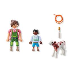 Playmobil - granjera con ternero