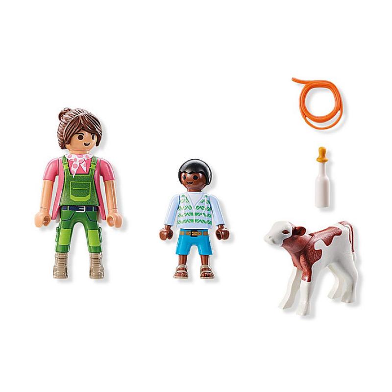 Playmobil - granjera con ternero