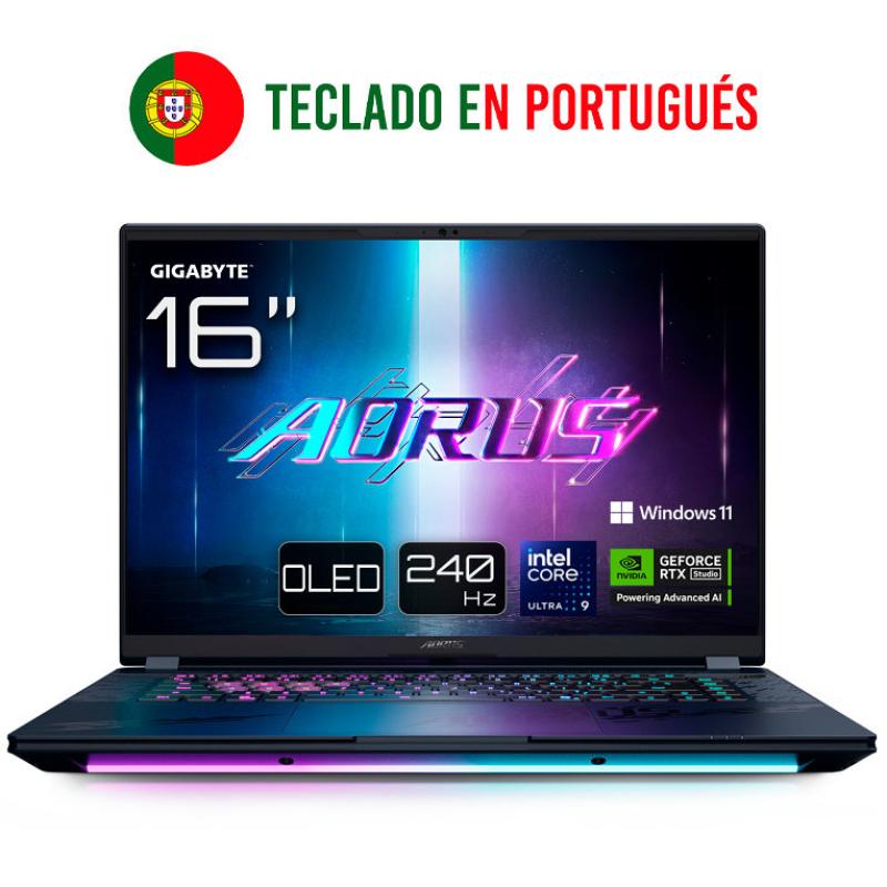 Portatil gigabyte aorus master 16 u9 - 275hx - rtx 5090 - 32gb - 1tb - 16 pulgadasoled - w11p - portugues