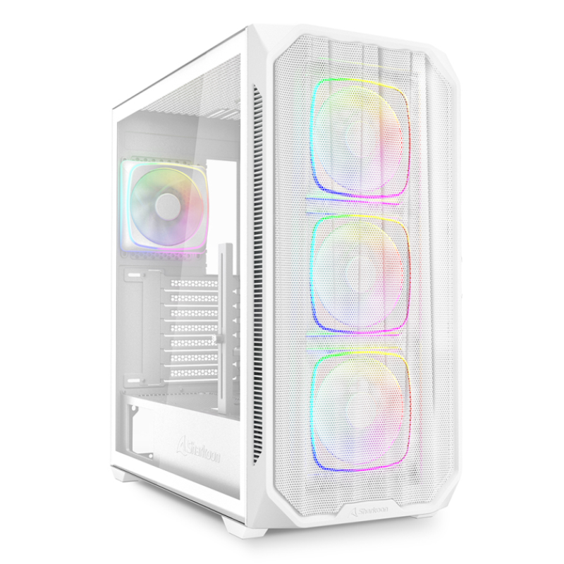 Caja gaming sharkoo nak5m rgb atx blanco 4xvent 120mm 3xusb sn fuente