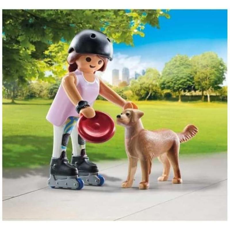 Playmobil patinadora con retriever