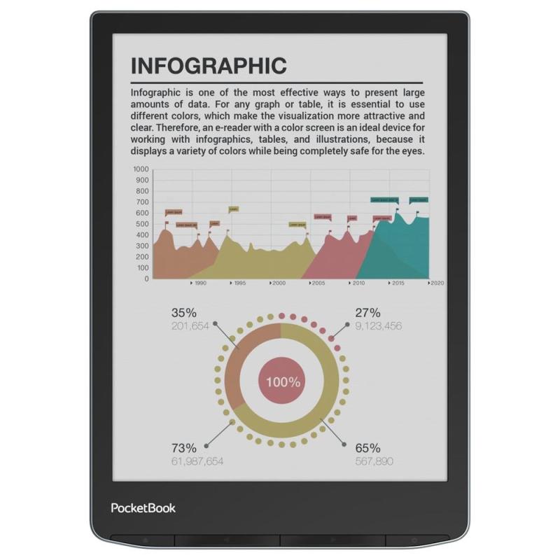 Libro electronico ebook pocketbook inkpad color 3 7.8 pulgadas 32gb - color stormy sea