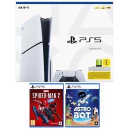 Consola ps5 sony playstation 5 slim 1tb chasis d + spiderman 2 + astro bot