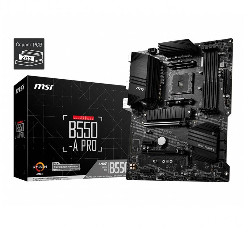 Placa base msi amd b550 - a pro socket am4 ddr4 x4 max 128gb 3200 mhz hdmi display port atx - Imagen 1