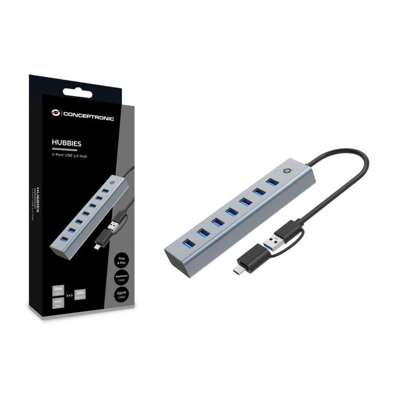 Hub conceptronic hubbies21g usb 3.0 - usb tipo c 7 en 1