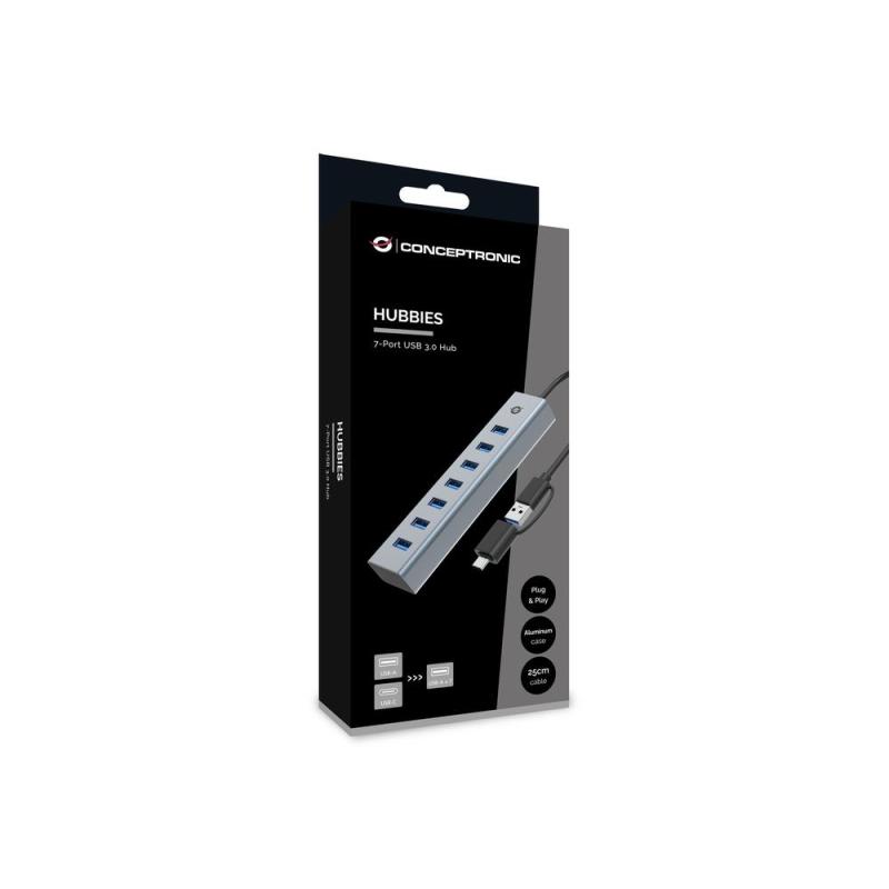 Hub conceptronic hubbies21g usb 3.0 - usb tipo c 7 en 1