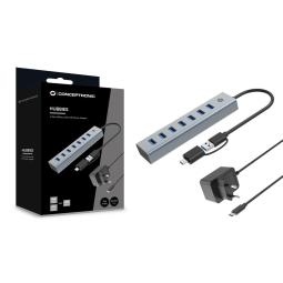 Hub usb 3.0 conceptronic hubbies21gp 7 puertos usb - c a 7xusb - a con alimentador