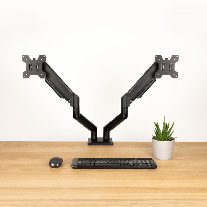 Soporte mesa tooq hasta 34 pulgadas vesa 100 x 100 max 10kg brazo doble