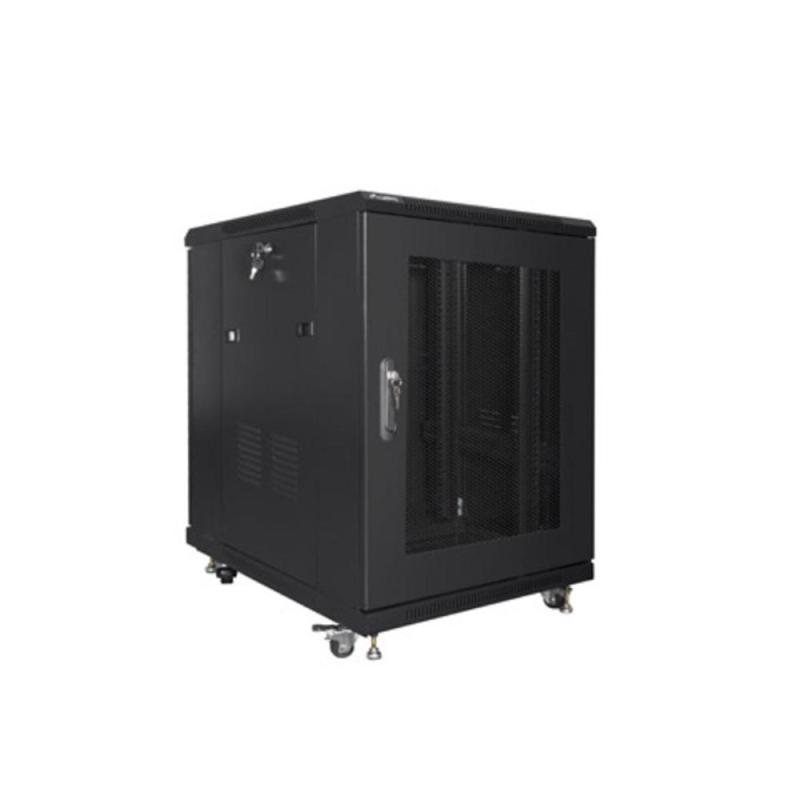 Armario rack lanberg 19 pulgadas 15u - 600x800 flat pack negro puerta malla