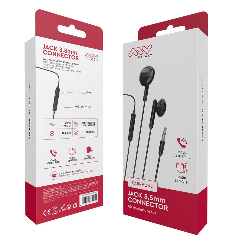 Auriculares myway mwhph0019 negro