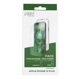 Carcasa myway para apple iphone 16 plus transparente + protector pantalla cristal templado