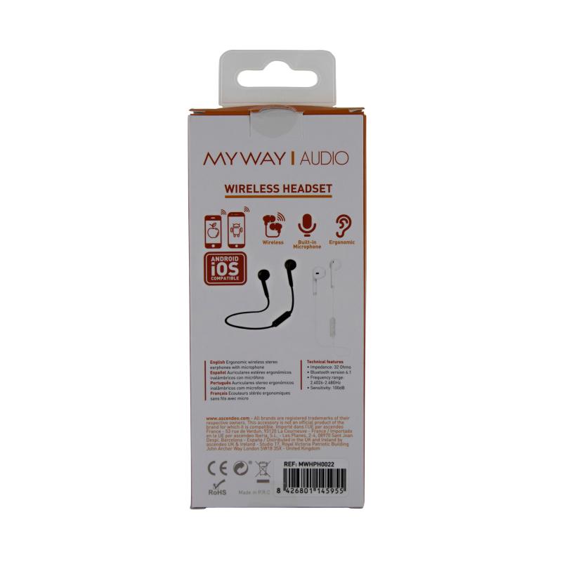 Auriculares myway mwhph0022 inalambrico negro