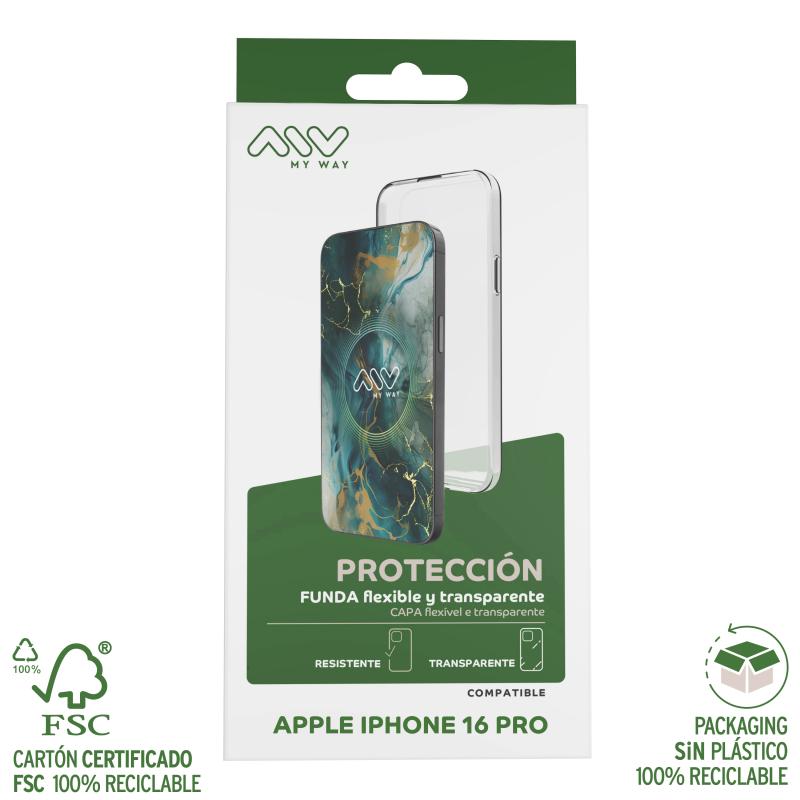 Carcasa myway para apple iphone 16 pro transparente
